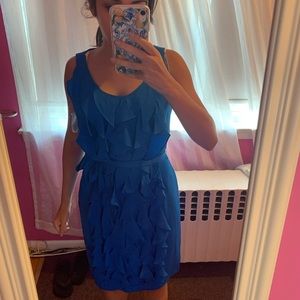 Turquoise blue silk dress